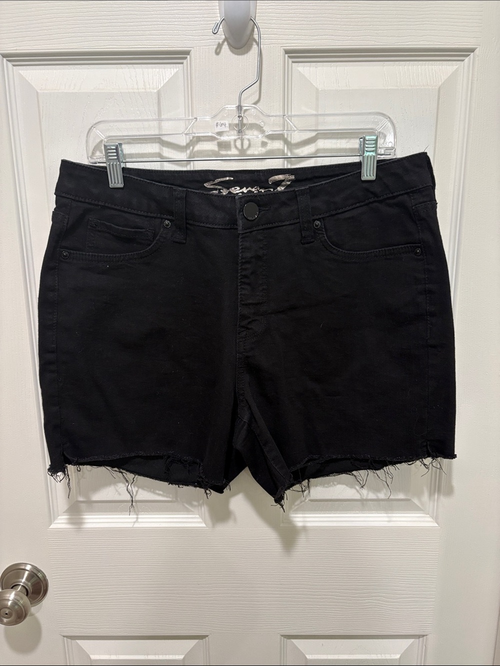 Seven7 Black Denim Frayed Hem Women's Shorts